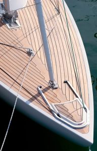 Teak decking on a sailing yacht