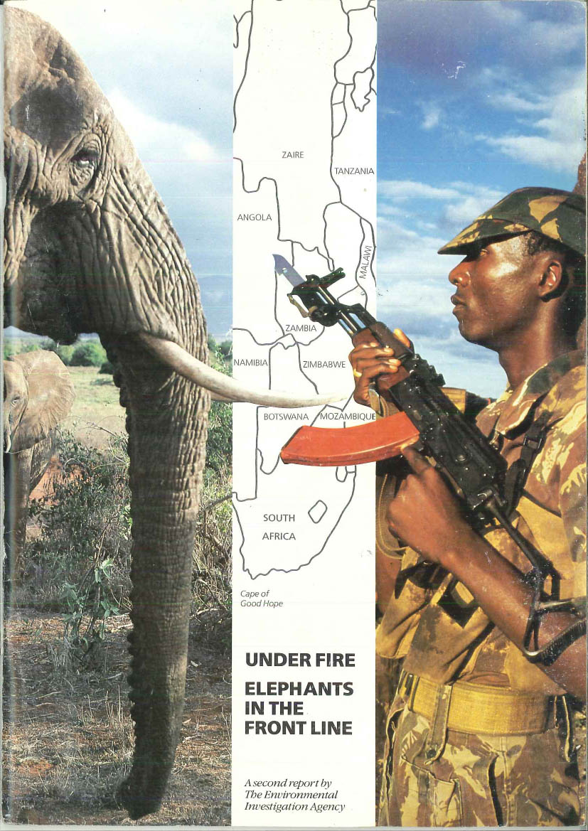 Front cover of our report entitled Under Fire: Elephants in the Front Line