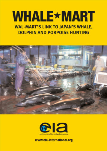 Front cover of our report entitled Whale-Mart: Wal-Mart's link to Japan's whale, dolphin and porpoise hunting