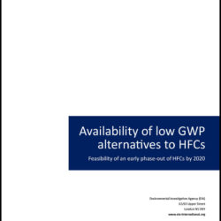 Front cover of our report entitled Availability of low GWP alternatives to HFCs