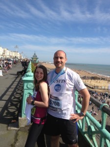 Charlotte Davies and Justin Gosling after the Brighton Marathon 2013