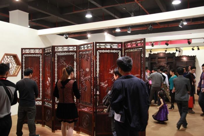 An elaborate screen of Siamese rosewood at a hongmu trade show in China (c) EIA lo res