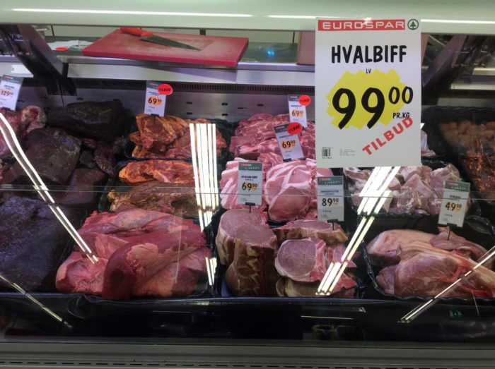 Whale meat on sale in Norway (c) paulthompson dot info
