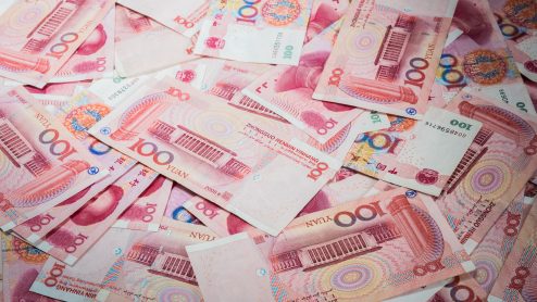 Closeup of 100 Yuan notes