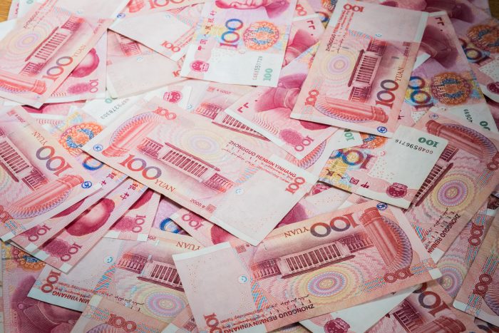 Close-up of 100 Yuan notes